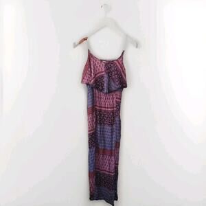 American Eagle boho maxi dress women's SZ L Open Back Stretchy Hippie Party